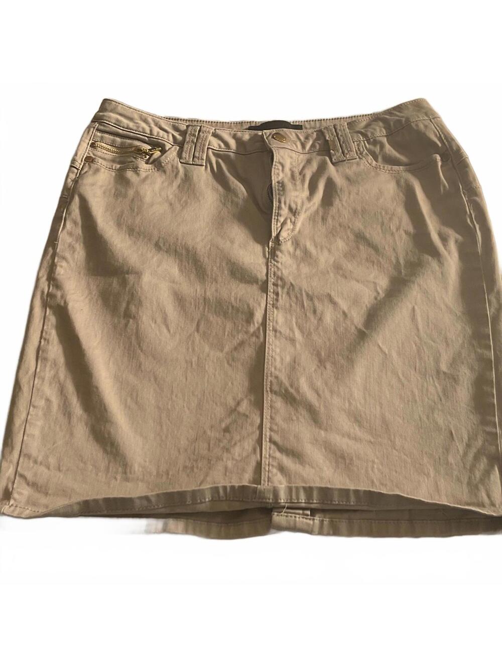 Max Jeans Tan A-Line Skirt Classic Normcore Casual Cotton Blend